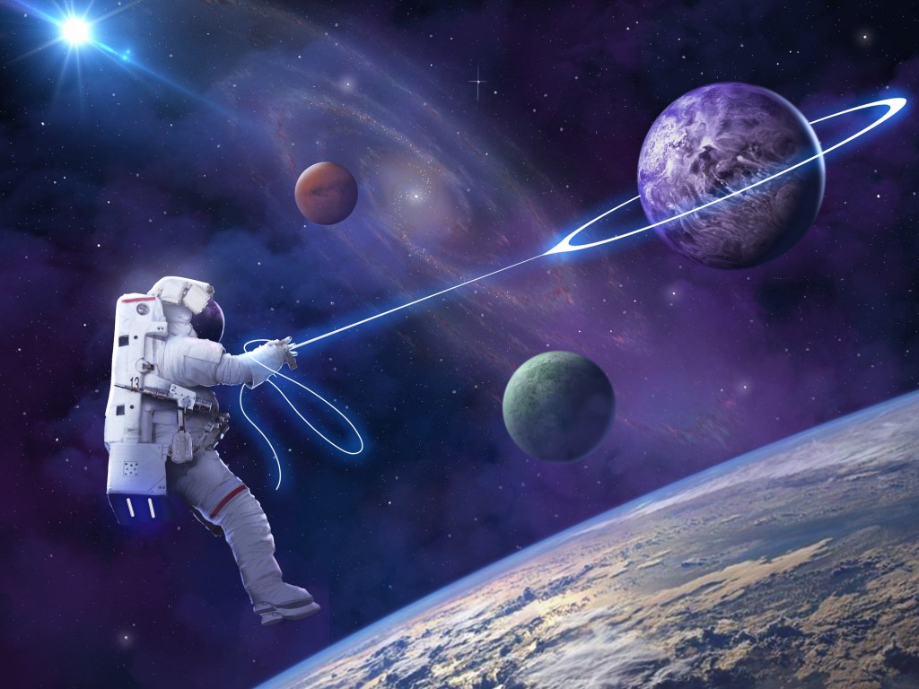 Animation of an astronaut in outer space