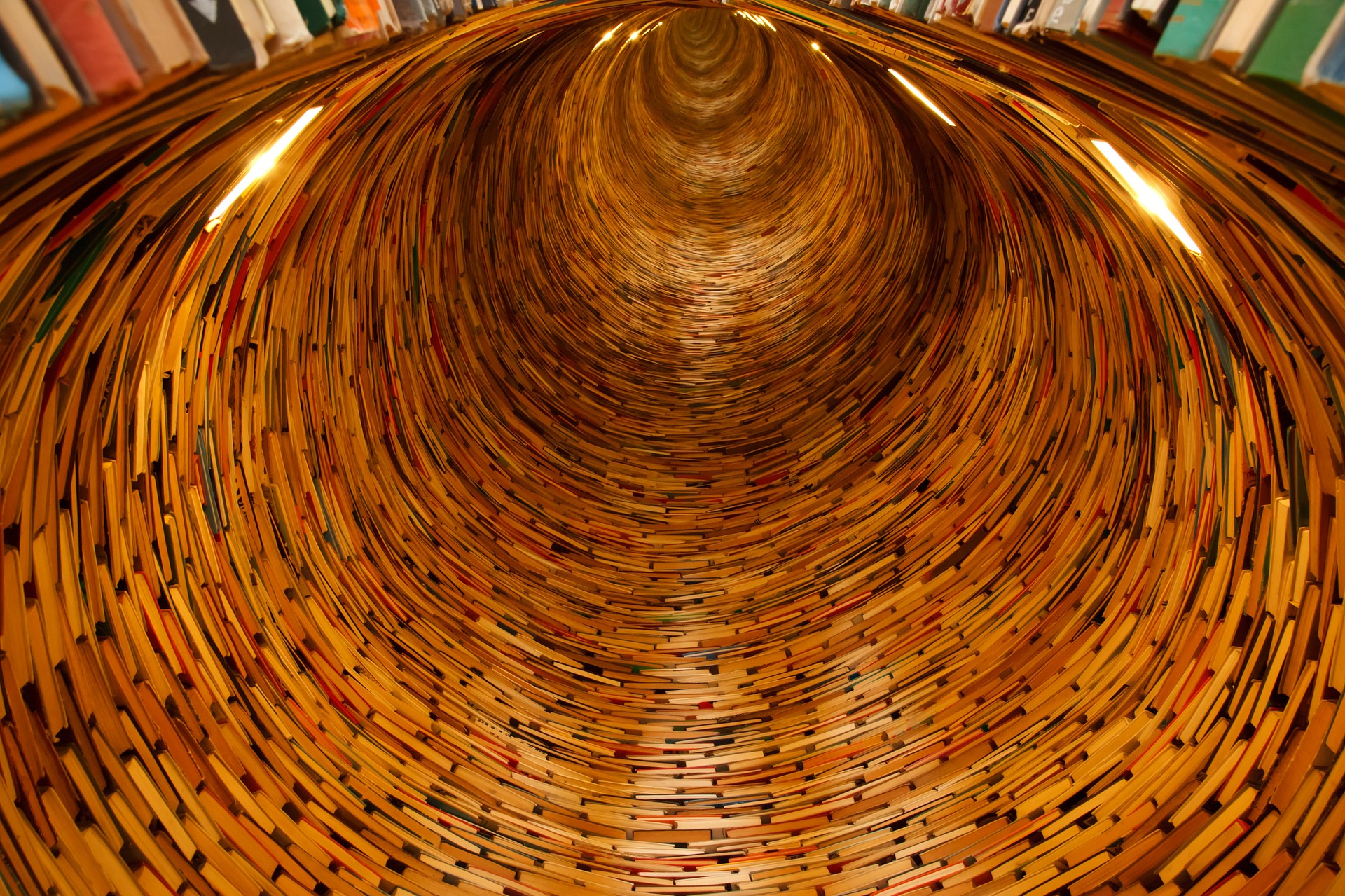 books outlining a tunnel